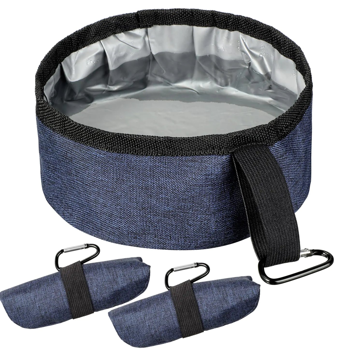 2 Pack Portable Dog Bowls Foldable Travel Dog Dish Portable Dog Water Bowl Water and Food Bowls Pet Hiking Accessories for Small and Large Dogs (Dark Blue 40 oz)