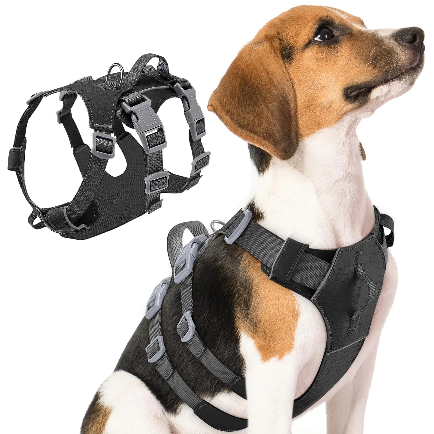 SlowTon No Pull Dog Harness - Lightweight Escape Proof Dog Harness with Handle Adjustable Reflective Dog Vest Harness for Small Medium Large Dogs Easy Walking Training Hiking (BlackM)