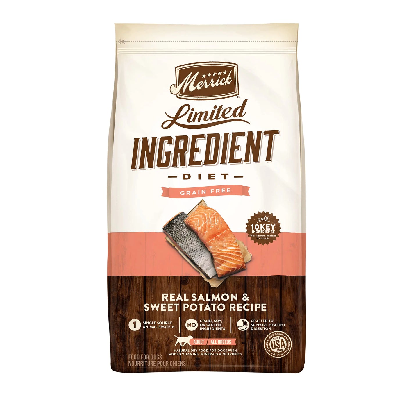 Merrick Limited Ingredient Diet Grain Free Dry Dog Food Premium and Healthy Kibble Salmon and Sweet Potato - 4.0 lb. Bag