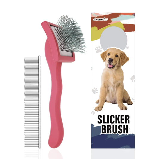 Anrundar Dog Slicker Brush for Goldendoodles & Golden Doodle Brush for Grooming Kit - Dog Brush for Goldendoodle Labradoodle Poodles - Pet Hair Brush for Short & Medium Haired Dogs -Small (Red)