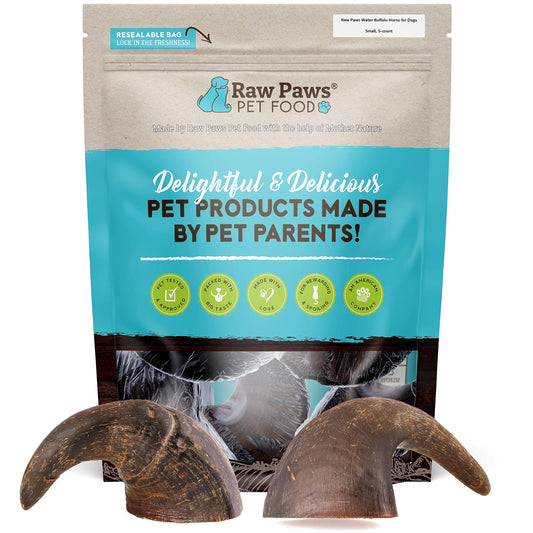 Raw Paws Water Buffalo Horns for Dogs Small 5-ct - Natural Bull Horns for Dogs - Dog Bones for Aggressive Chewers - Dog Chew Horn - Dog Horn Chew for Small Dogs - Horn Dog Chew for Puppies