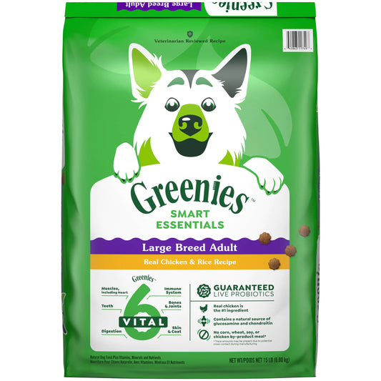 Greenies Smart Essentials Adult Large Breed High Protein Dry Dog Food Real Chicken & Rice Recipe 15 lb. Bag