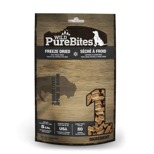 PureBites Wild Bison Freeze Dried Dog Treats 1 Ingredient Made in USA 2.1oz