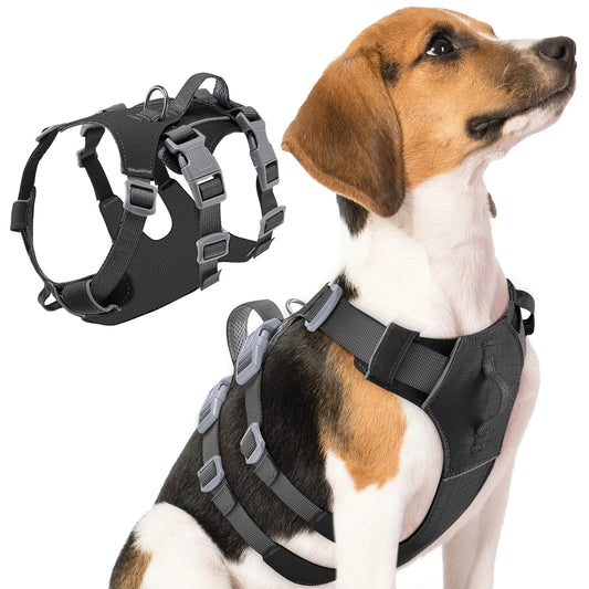 SlowTon No Pull Dog Harness - Lightweight Escape Proof Dog Harness with Handle Adjustable Reflective Dog Vest Harness for Small Medium Large Dogs Easy Walking Training Hiking (BlackM)