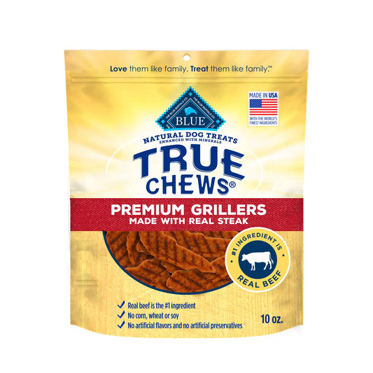 Blue Buffalo True Chews Premium Grillers Dog Treats Made in the USA with Natural Ingredients Steak 10-oz. Bag