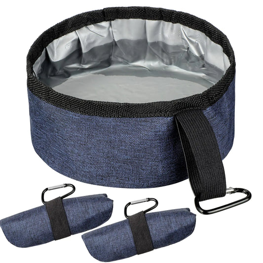 2 Pack Portable Dog Bowls Foldable Travel Dog Dish Portable Dog Water Bowl Water and Food Bowls Pet Hiking Accessories for Small and Large Dogs (Dark Blue 40 oz)