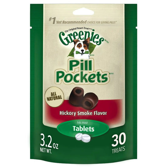 Greenies Pill Pockets Soft Dog Treats Hickory Smoke Tablet 3.2 Oz. (Pack Of 6)